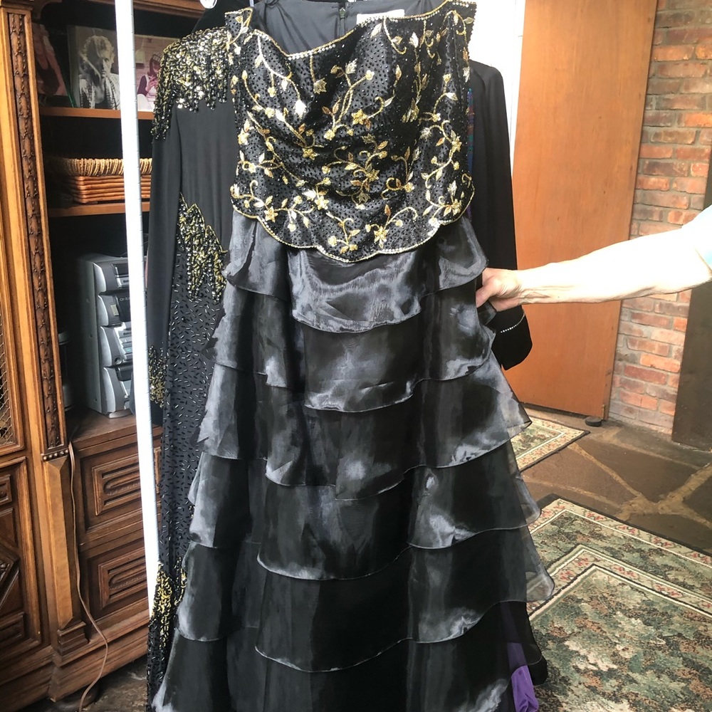 Strapless beaded organza gown